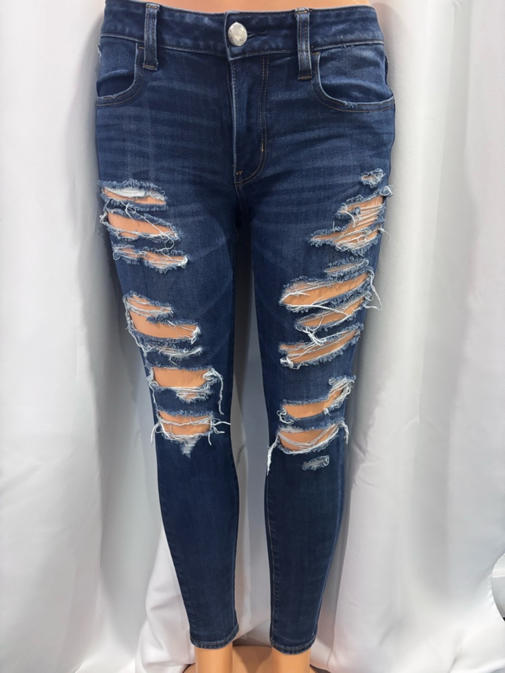 Abercrombie & Fitch Dark Blue Distressed Skinny Jeans